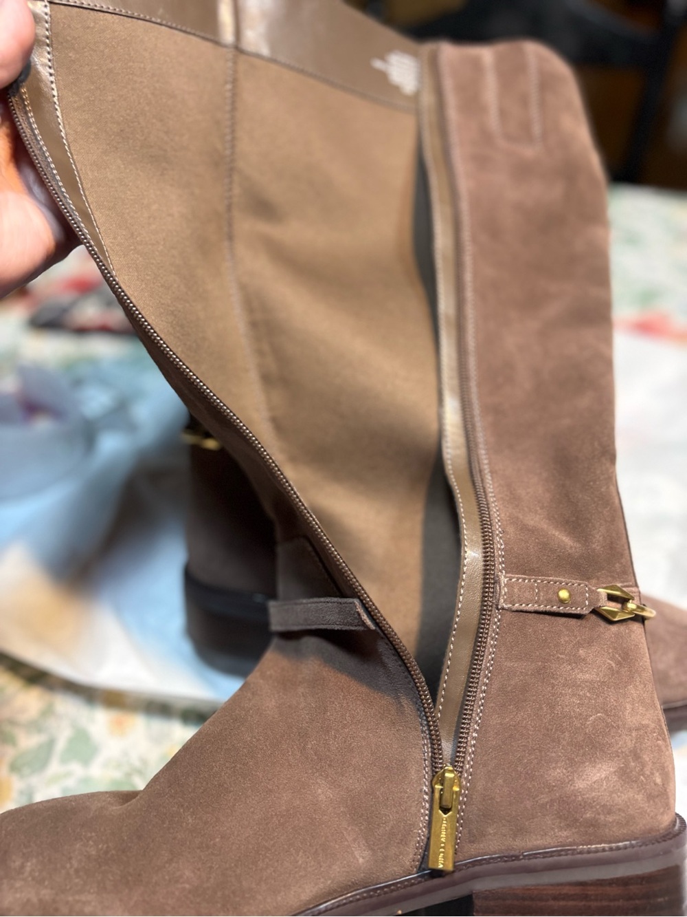 Vince Camuto Adria Suede Link Hardware Tall Riding Boots Womens 10 - Picture 12 of 14